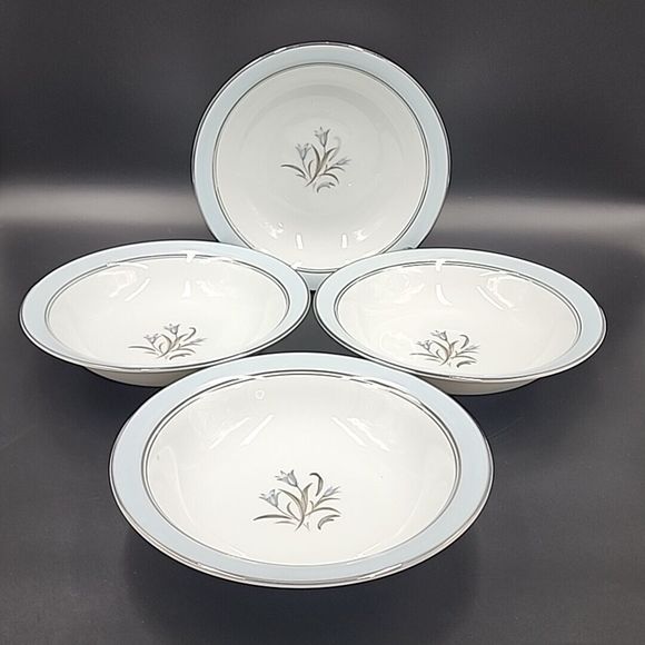 Noritake Bluebell Cereal Soup Bowls 5558 Blue Band 8-3/8" Set of 4 Bowls - Picture 1 of 7